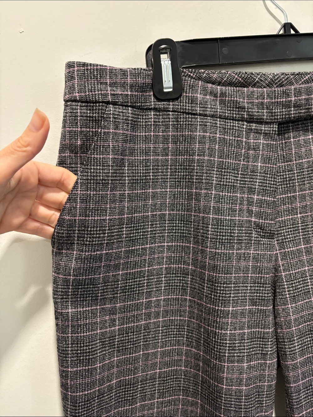Teenflo Wool Plaid Wide-Leg Dress Pants Size 10 Black Grey Pink - Picture 8 of 16